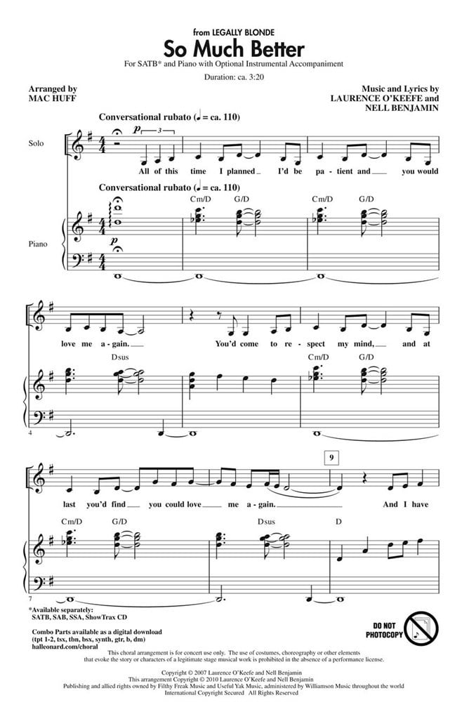 So Much Better (Legally Blonde) SATB